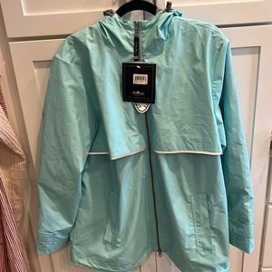 Charles River Apparel aqua scotch guard rain jacket XL. TAGS HAVE BEEN REMOVED.